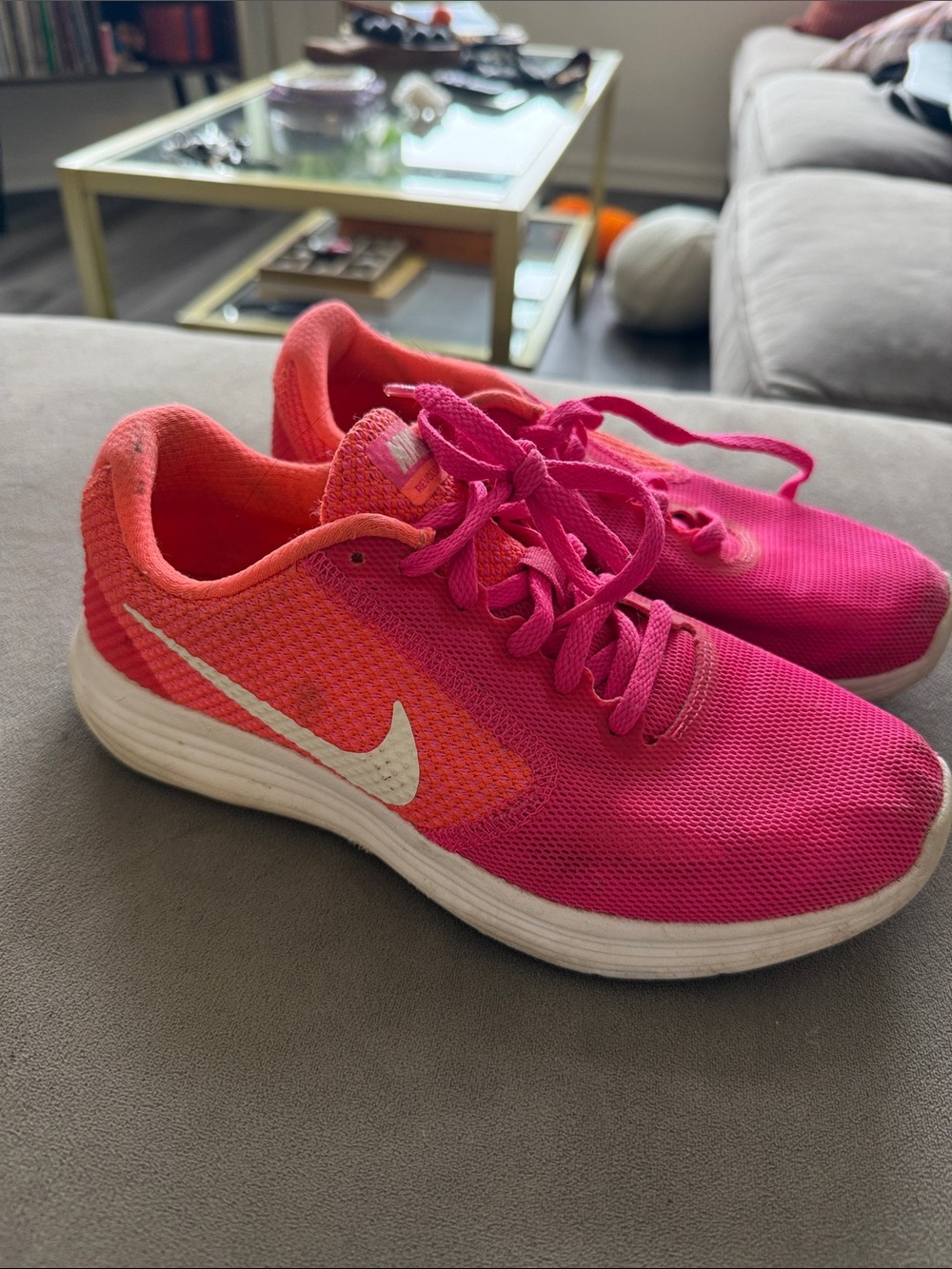 Nike Women's Pink and Coral Athletic Running Shoes
